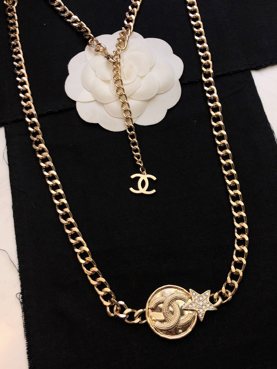 18K  Chanel Rhinestone Star Chain Necklace