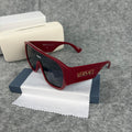 Bold Shield Sunglasses - Oversized Red Frame UV Protection Eyewear