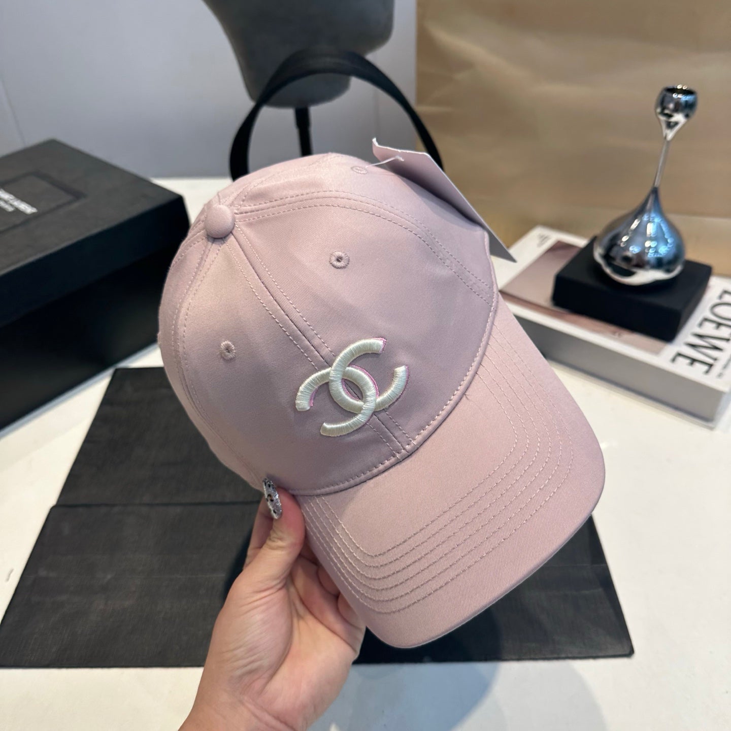 Embroidered Cotton Baseball Cap — Blush
