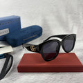 Classic Oversized Black Frame Sunglasses with Gold Accents
