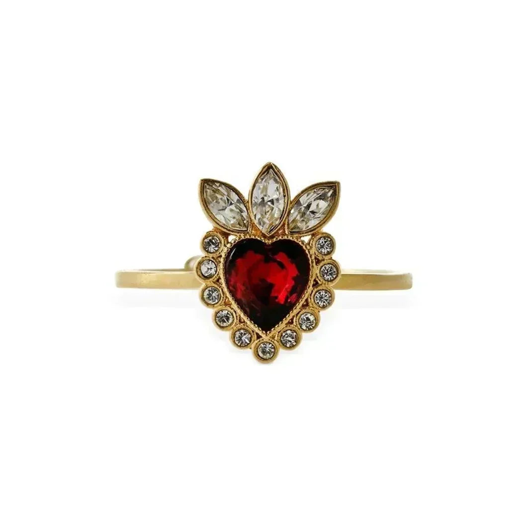 18K Double Gucci Crystal Heart Ring