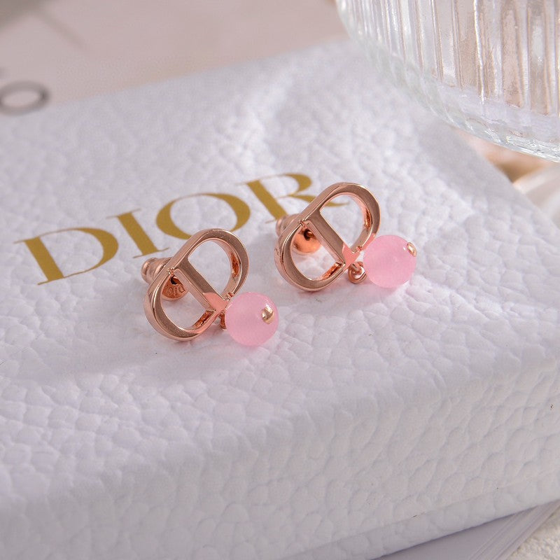 18K Petit Dior Pink Earrings