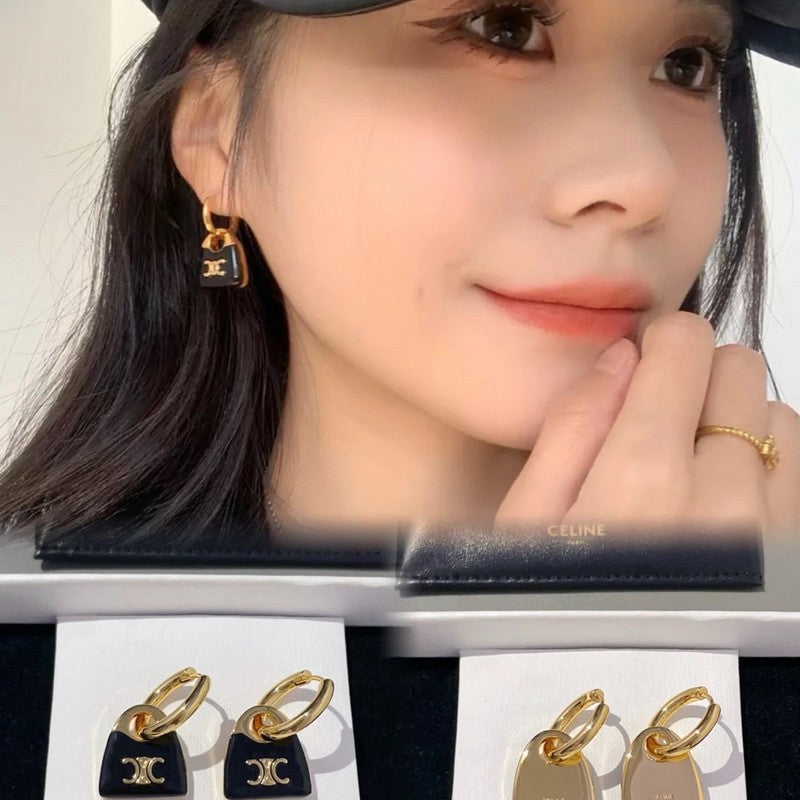 18K Celine Black Bag Gold Earrings