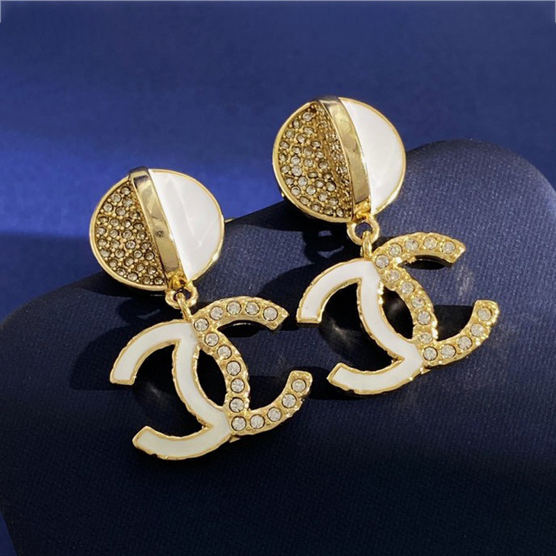 18K  Chanel Half Diamond Earrings