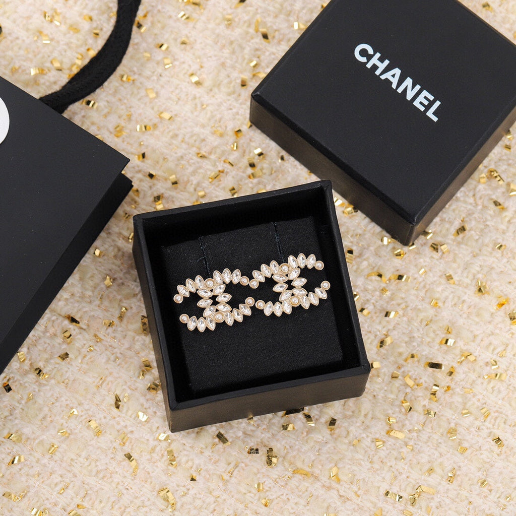 18K  Chanel Crystal Earrings