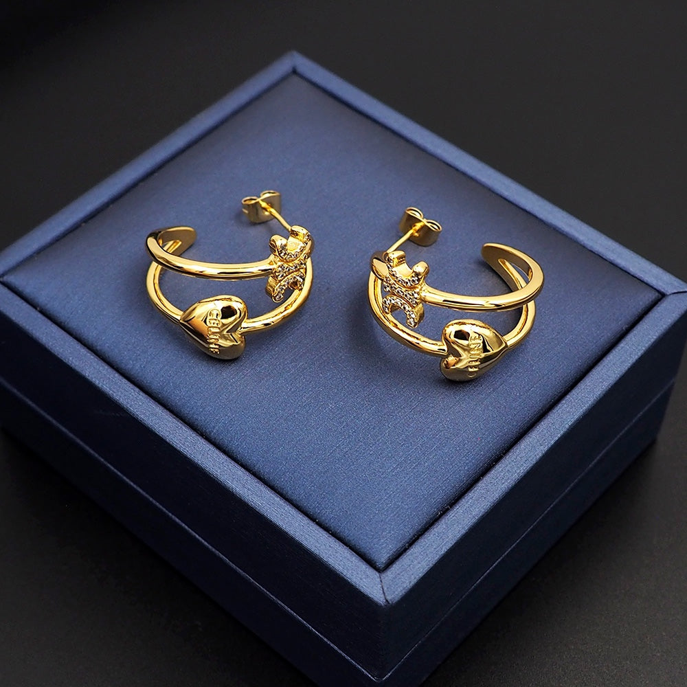 18K Celine Heart Earrings