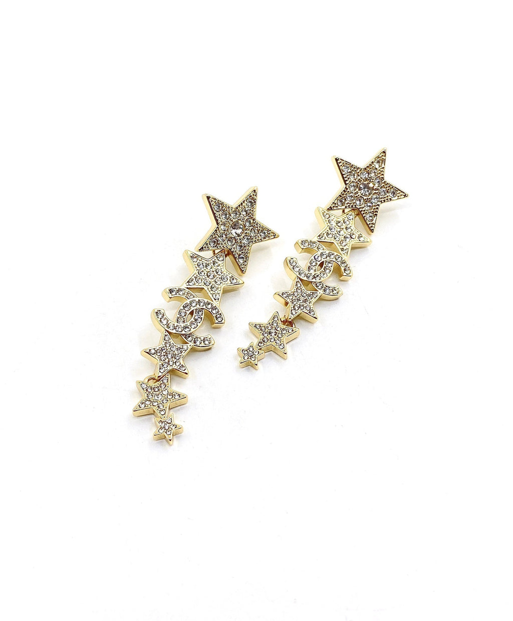 18K  Chanel Star Diamonds Pendant Earrings