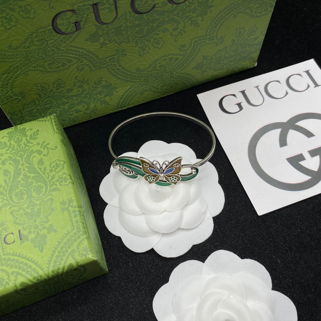 Double Gucci Interlocking Gucci & Butterfly Bracelet